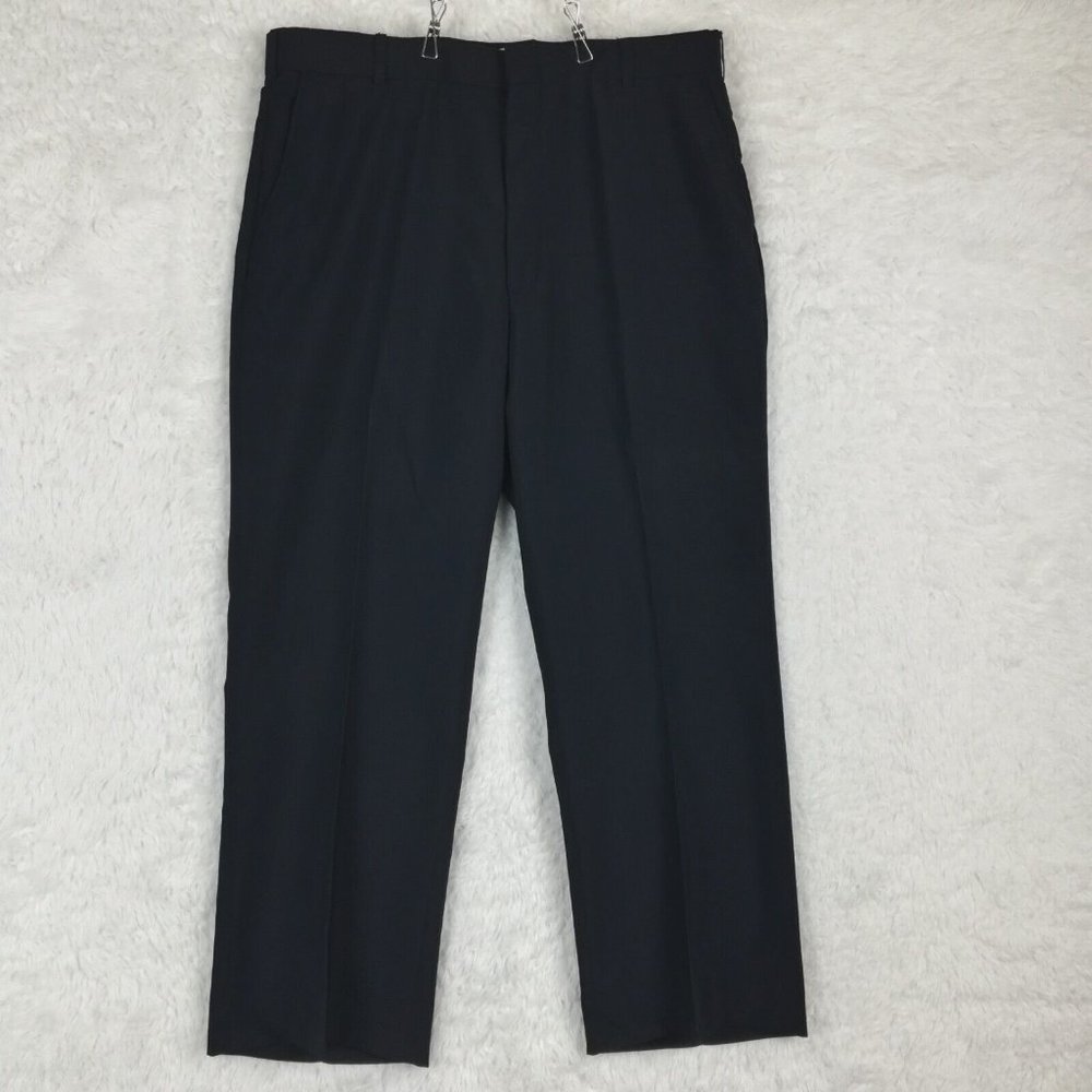 Towncraft Mens Pants‎ Pleated Wool Blend Dress Navy Blue Pockets 36